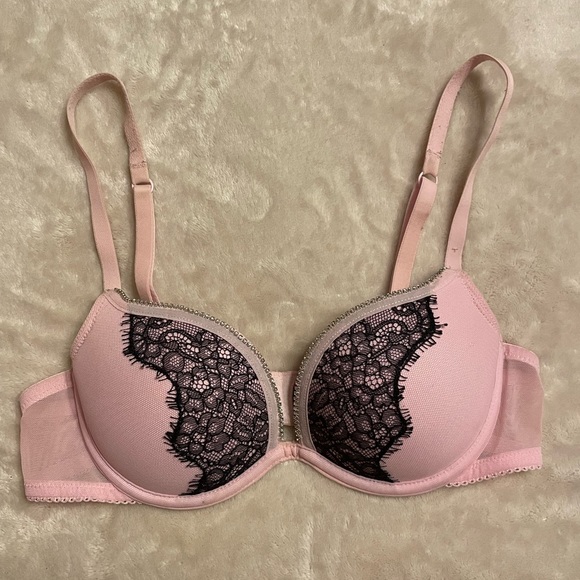 Brand new condition pink push up bra with rhinestone band lace la senza - Picture 1 of 4